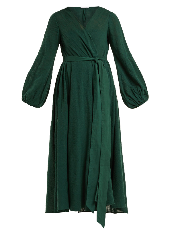 Kalita Gaia Cotton-gauze Wrap Dress In Dark Green | ModeSens